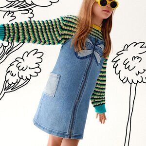 NWT Stella McCartney Kids Denim Butterfly Shift Overall Dress